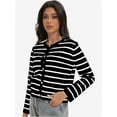 thumbnail image 5 of Women's Striped Cardigan Sweater Trendy Long Sleeve Button Down Crew neck Cardigans, 5 of 6