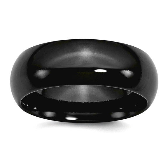 Titanium Polished Black 8mm Band Ring Size 7.5 Ring for Women and Men