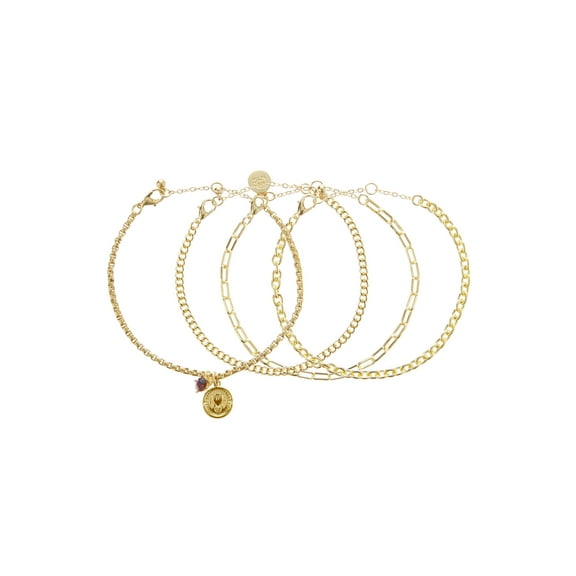 Madden NYC Women's Fashion Gold-Tone Coin Charm Bracelet 4-Piece Set