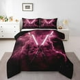 thumbnail image 2 of Erosebridal Futuristic Lightsaber Bedding Queen Comforter Set, Galaxy Down Comforter, Neon Lightning Decor, Reversible 3pcs, 2 of 8