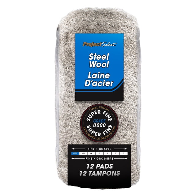 Project Select Steel Wool for Super Fine Sanding, Grade #0000 (12 pack)