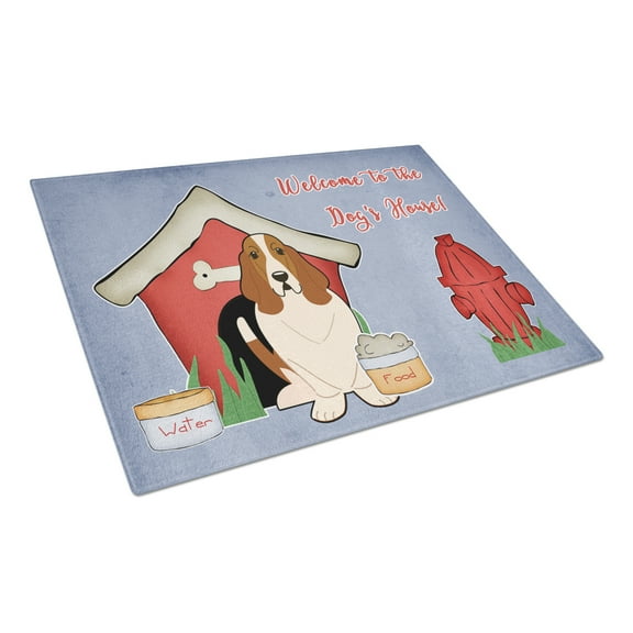 Caroline's Treasures Dog House Collection Basset Hound Glass Cutting Board Large