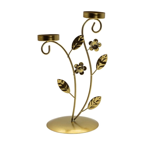 Luxurious Flower Branch Iron Candlestick Vintage Home Decoration for Holiday Birthday Party Table Centerpiece with Openwork Design Romantic Ambient Metal Ornament