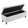 thumbnail image 3 of 51"Storage Ottoman Bench with Copper Nails, Upholstered Linen Storage Bench End of Bed, Entryway Bench Storage Organizer with Safety Hinge for Living Room, Bedroom, Entryway, Off-White, 3 of 9