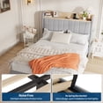 thumbnail image 3 of Yiwa Cadre de Lit Simple avec Tête de Lit de Rangement, Plateforme Simple TG avec Tête de Lit Rembourrée, Ports de Recharge, Tiroirs en Métal et Lattes de Bois, Option Grand Incluse, 3 of 8