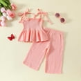 thumbnail image 4 of HCNTES Toddler Baby Girl Summer Outfits Crochet Camisole Top and Linen Pants 2PC Kids Bohemian Beach Clothes for Girls carters child of mine baby boy dinosaur shirt(12-18 Months,Pink), 4 of 9