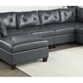 thumbnail image 4 of Leather Sectional Sofa, U-Shaped Convertible Modular Sofa Set with 2 Corner Wedges, 2 Armless Chairs and 2 Ottomans, Upholstered Couch with Wood Legs for Living Room Office, Black, 4 of 7