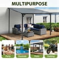 thumbnail image 3 of JOIVI 10' x 10' Outdoor Lean to Gazebo, Hardtop Wall Mounted Gazebo with Sloping Roof, Awnings for Patio with All-Iron Frame, Pergolas for Patio, Backyard, Deck, 3 of 8