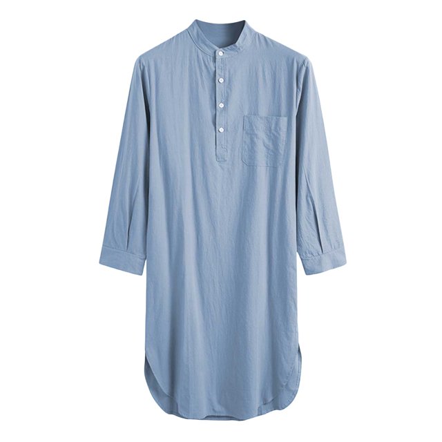 Ketyyh-chn99 Peignoir à Capuche pour Homme Chemise à Manches Longues à Boutons de Couleur Unie Chemise de Nuit Peignoir Taille pour 2TG, Rouge Melon D\'eau