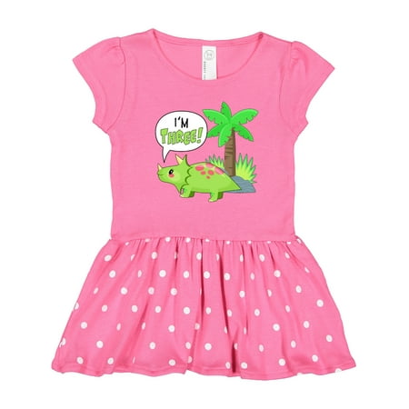 

Inktastic I m 3! Cute Dinosaur Birthday Triceratops Gift Toddler Girl Dress