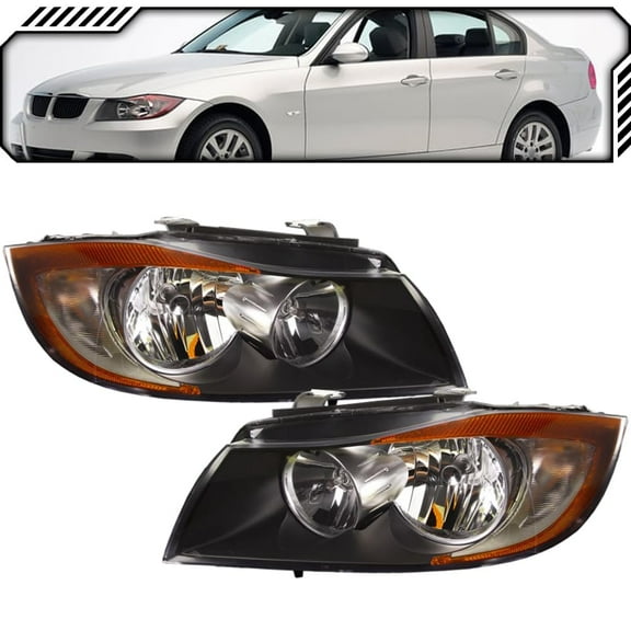 EPIC LIGHTING OE Style Halogen Headlights Assembly Replacement for BMW 06-08 323i 325i 07-08 328i 335i [ BM2502133 BM2503134 63116942725 63116942726 ] Pair