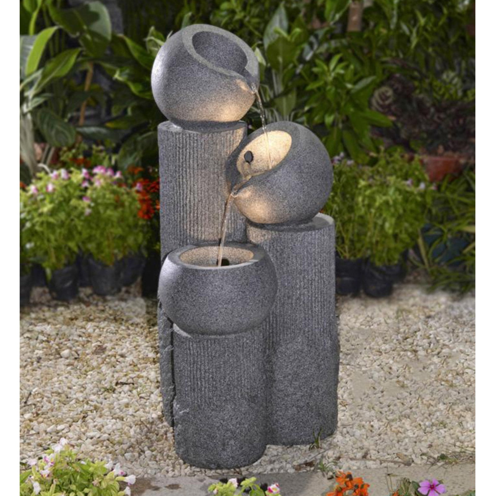 Jeco MultiTier Pots and Pillars Indoor/Outdoor Fountain with LED Light