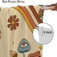 thumbnail image 3 of Retro Mushroom Curtains, 70s Boho Groovy Vintage Hippie Funky Aesthetic Eye Cute Daisy Flower Print Window Treatments for Living Room Bedroom 55x63in, 3 of 6