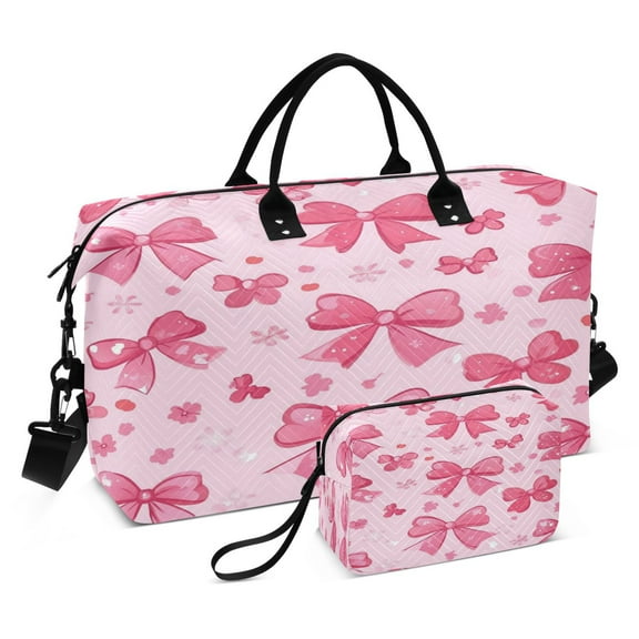 Travel Duffel Luggage Bag Sports Duffle Bag Gym Bag with Zipper Pink Cute Bows