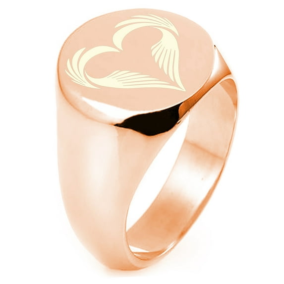 Sterling Silver Feather Heart Engraved Round Flat Top Polished Ring