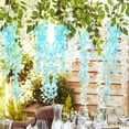 thumbnail image 2 of Nvzi-c 12 pcs Artificial Fake Wisteria Vine Ratta Hanging Garland Silk Flowers String Home Party Wedding Decor (Blue), 2 of 4