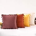 thumbnail image 3 of Nvzi Velvet Soft Solid Decorative Throw Pillow Cover with Tassels Boho Accent Cushion Case for Couch Bedroom Car Yellow 18''x18'', 3 of 5