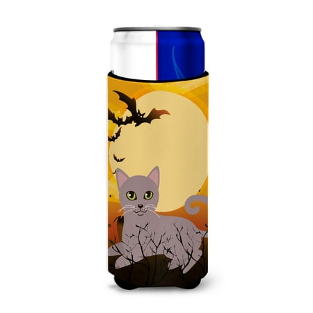 

Carolines Treasures BB4452MUK Halloween Russian Blue Cat Michelob Ultra Hugger for slim cans Slim Can multicolor