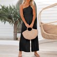 thumbnail image 4 of Aayomet OnePiece Jumpsuits For Women Women Summer Straps Jumpsuit One Shoulder Pleated High Waist Jumpsuit Casual Wide Leg,Black M, 4 of 5