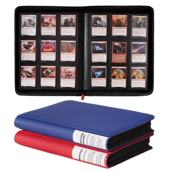 ProCase 2 Pack Trading Card Binder with Side Lable; Holds 360 Trading Card with 9 Pockets Single Pack; Premium Zipper Card Collection binder Album Folder for Sports Cards, TCG, MTG, PKM