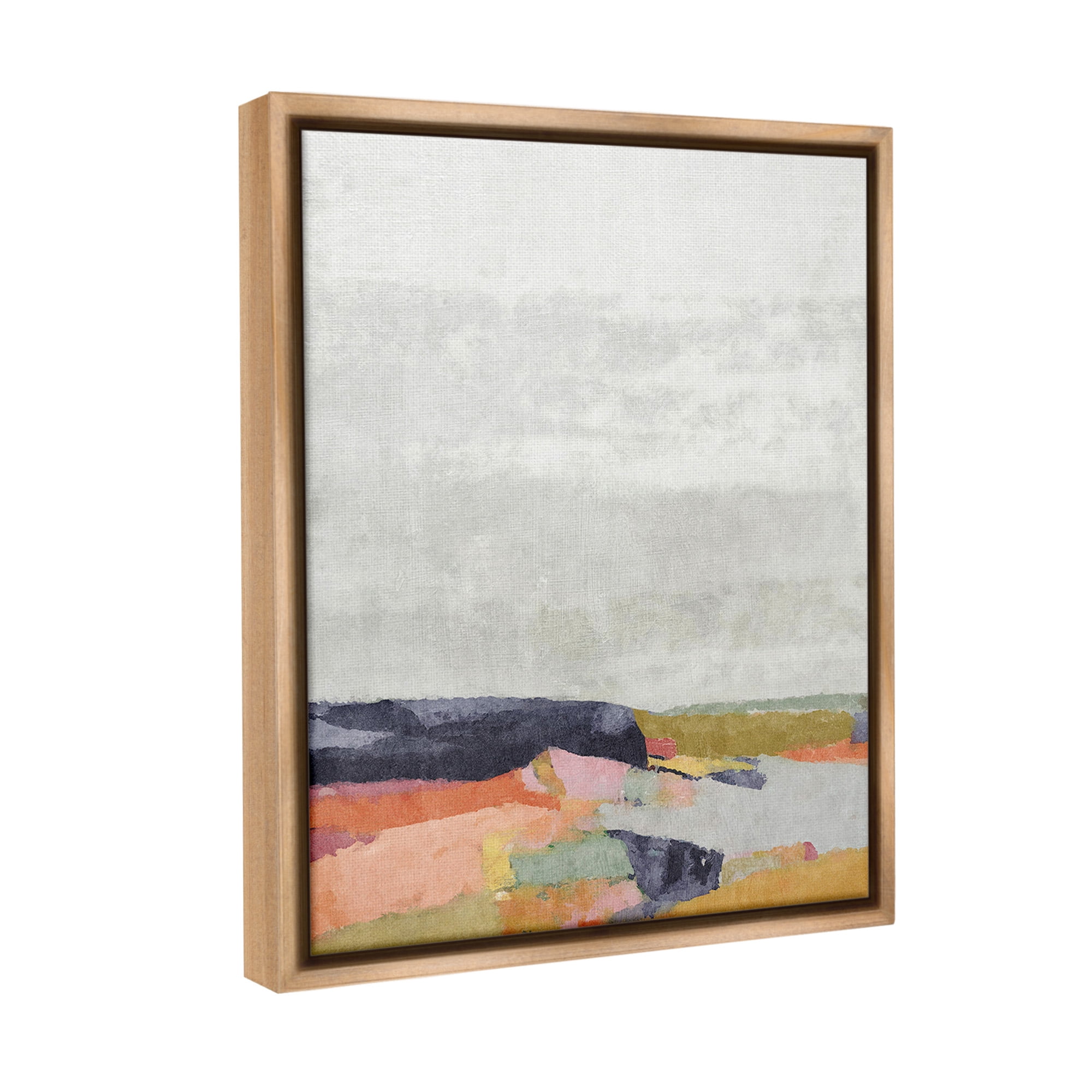 Stupell Industries Modern Hue Landscape Abstract Painting Brown Floater Framed Canvas Art Print Wall Art, 25 x 31