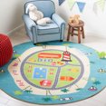 thumbnail image 2 of SAFAVIEH Kids Playhouse Tropical Island Machine Washable Area Rug, Blue/Green, 5' x 5' Round, 2 of 8