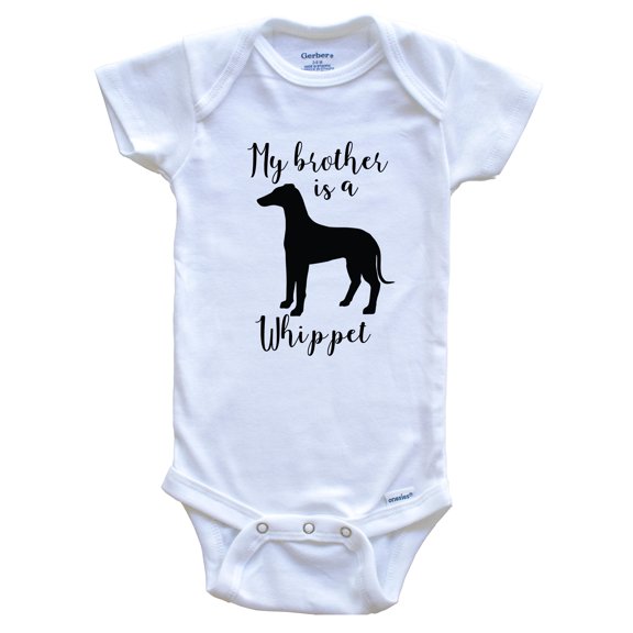 My Brother Is A Whippet cute Dog Baby Bodysuit - Whippet One Piece Baby Bodysuit, 0-3 Months White