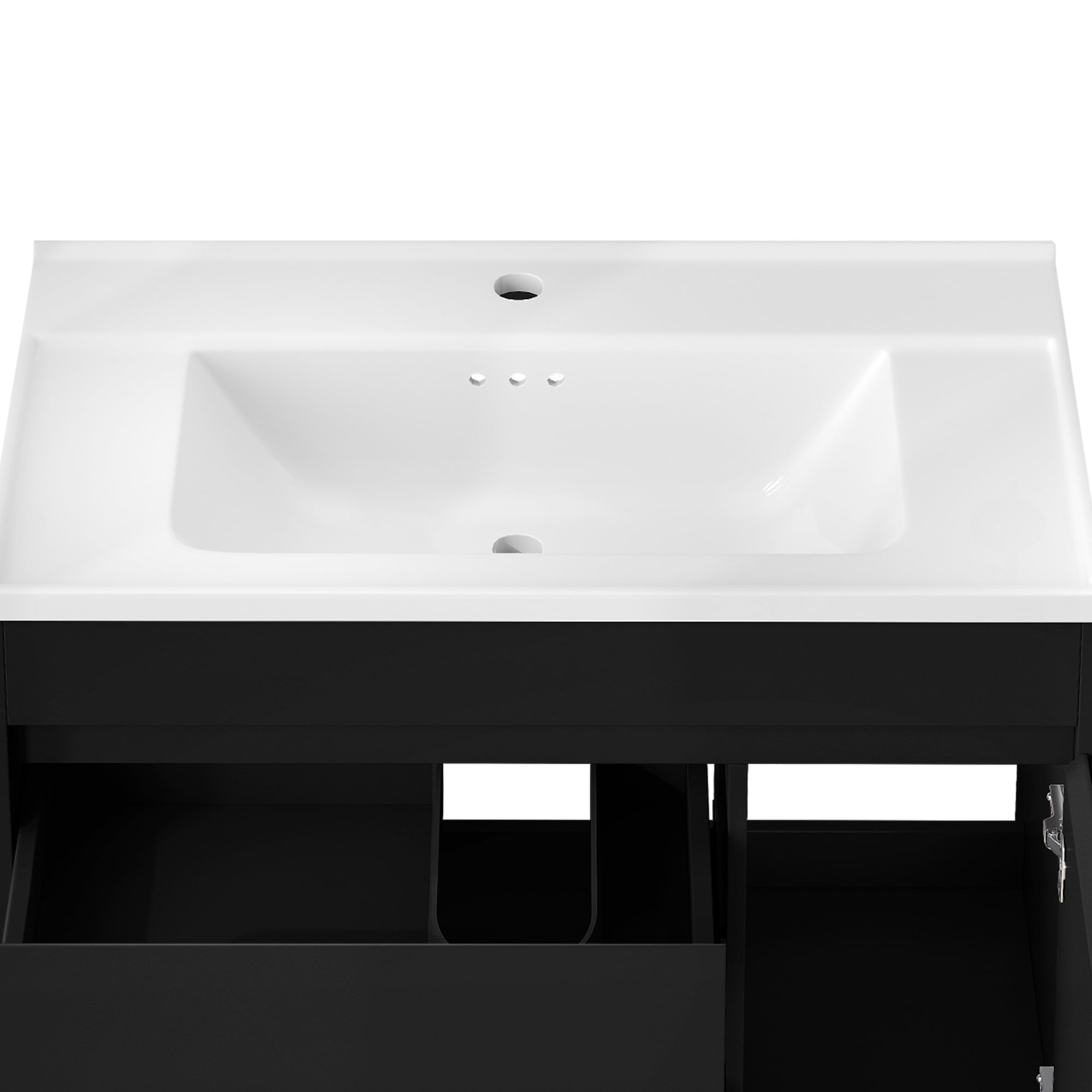 Dextrus 36 Inch Bathroom Vanity with Undermount Sink, Free Standing Bathroom Storage Cabinet with Drain, Black