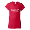 thumbnail image 2 of Dreamin' Dr Martin Luther King Jr. 1963 Womenâ€™s Standard V-Neck Tee, Red, X-Large, 2 of 3