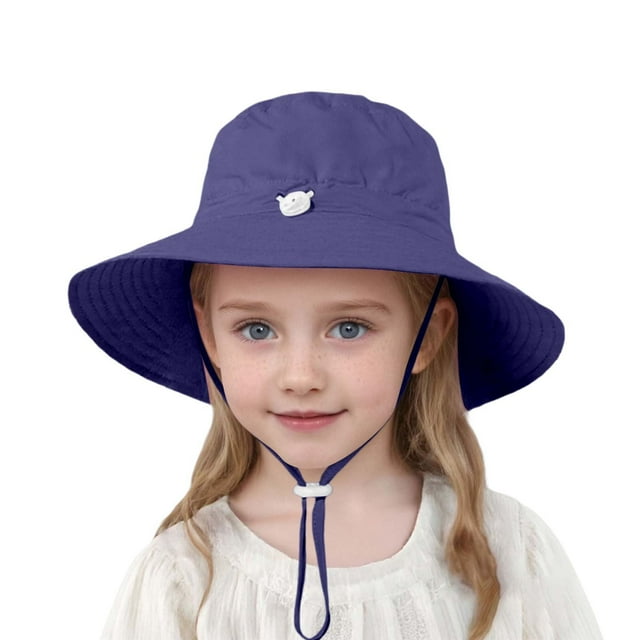 Chapeau de Soleil avec Rabat de Nuque à Grand Bord Été Protection Upf 50+ Chapeau Bob pour Enfants Filles Chapeaux 4-7 Ans Garçons Filles Mode