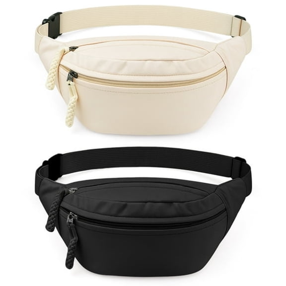 AOMRCOL 2 Pack Fanny Pack for Women,Lightweight Waist Bag with 2 Smooth Zipper Pockets,Adjustable Water Resistant Sports Bum Bag for Outdoors Sports Travel Hiking Running