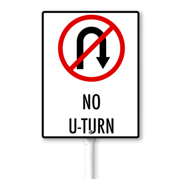 Eveokoki Road Warning Sign No U-Turn Yard Sign with Stake 4.6x6inch Rustproof Outdoor Aluminum Sign for Yard Garden Lawn Street Outdoor