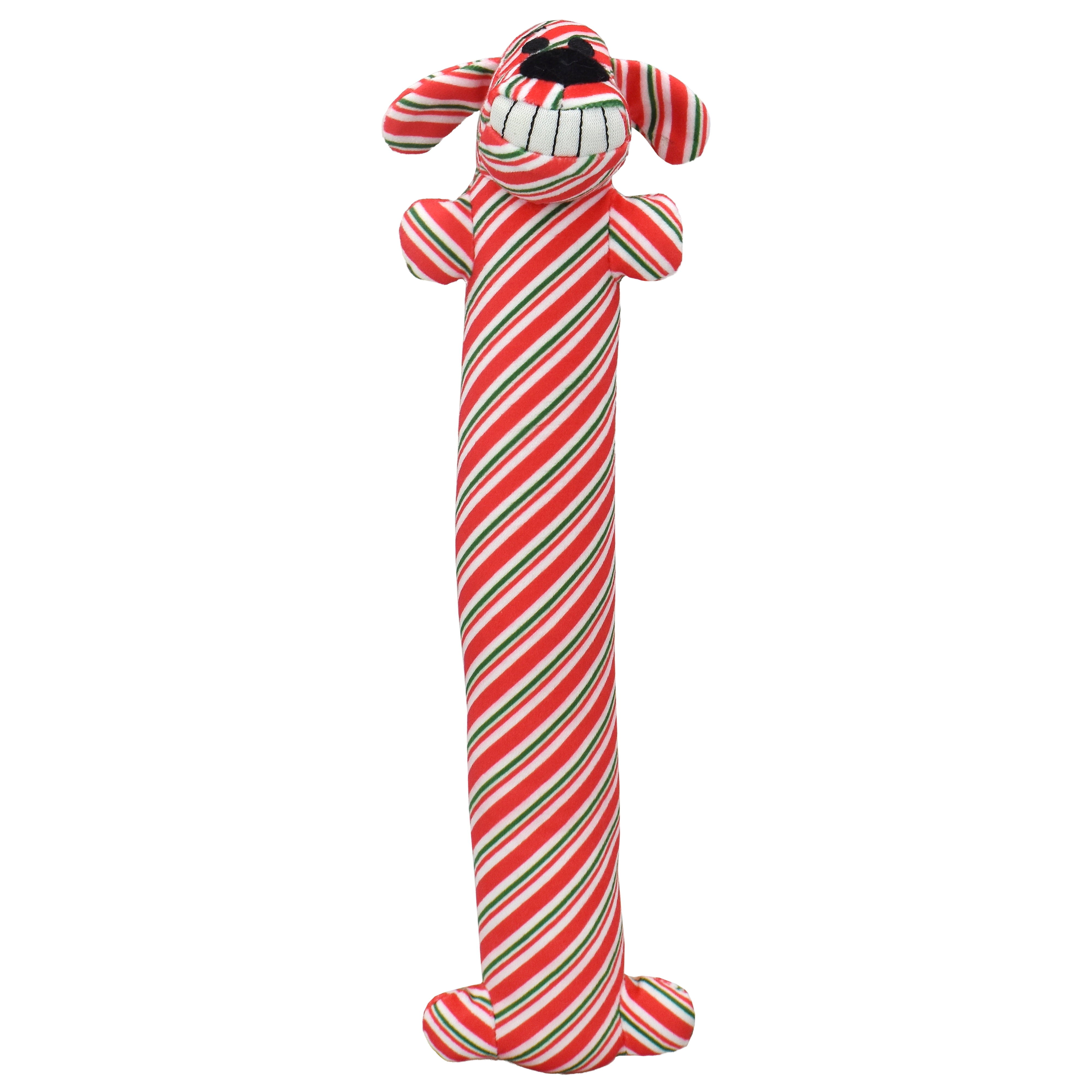 Multipet Plush Holiday Loofa Dog Toys with Holiday Theme Patterns, Stuffing & Squeaker, 3 Pack