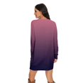 thumbnail image 6 of Women's Casual Dress Long Sleeve Round Neck Gradient Color Print with Pocket Loose Fit Midi Dress for Spring Fall,Purple,2XL, 6 of 6