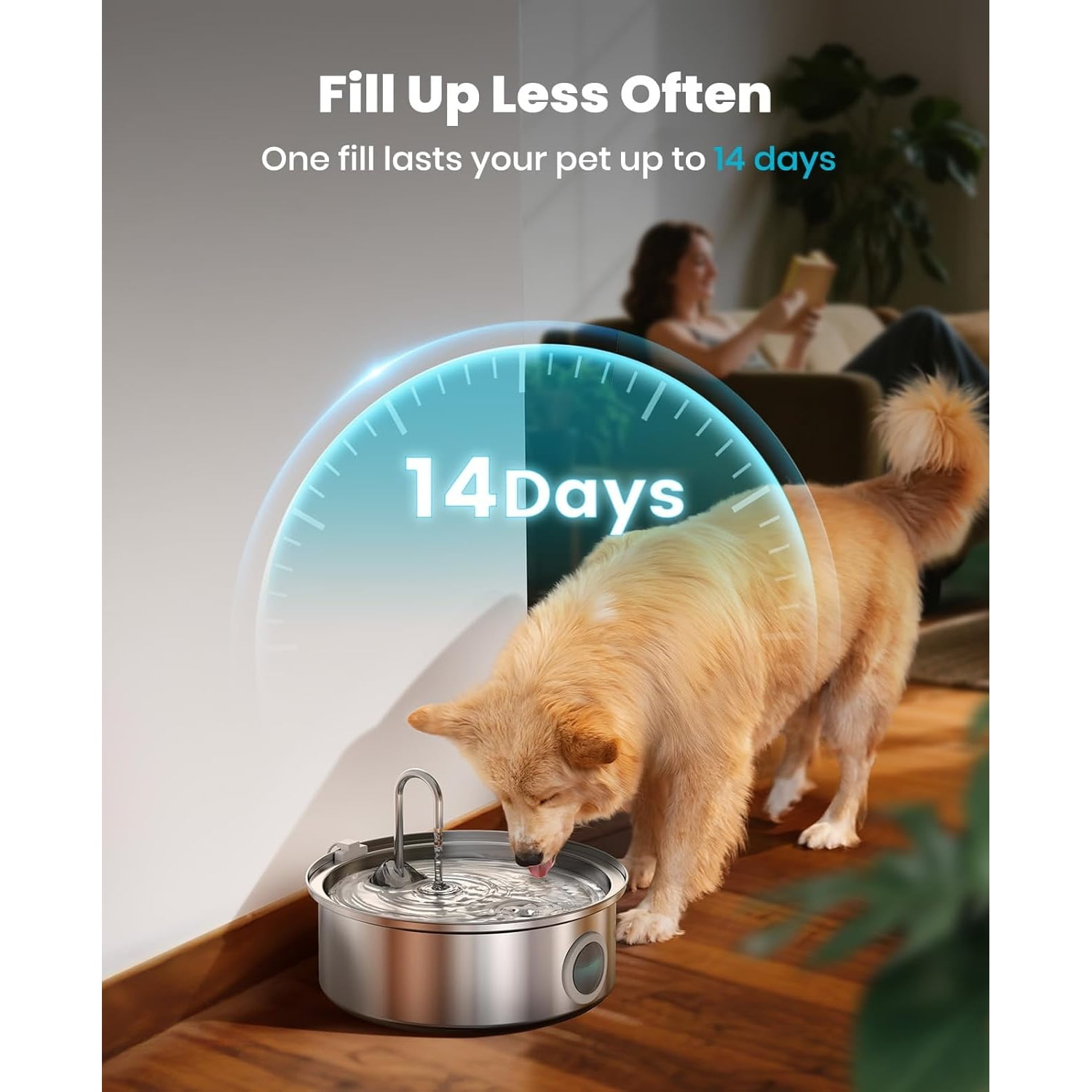 Dog Water Fountain, 7L/230oz/1.8G Quiet Dog Fountain Water Bowl, Stainless Steel Dog Water Fountain with Visual Water Level&Triple Filtration for Large Medium Small Breed Dogs Pets