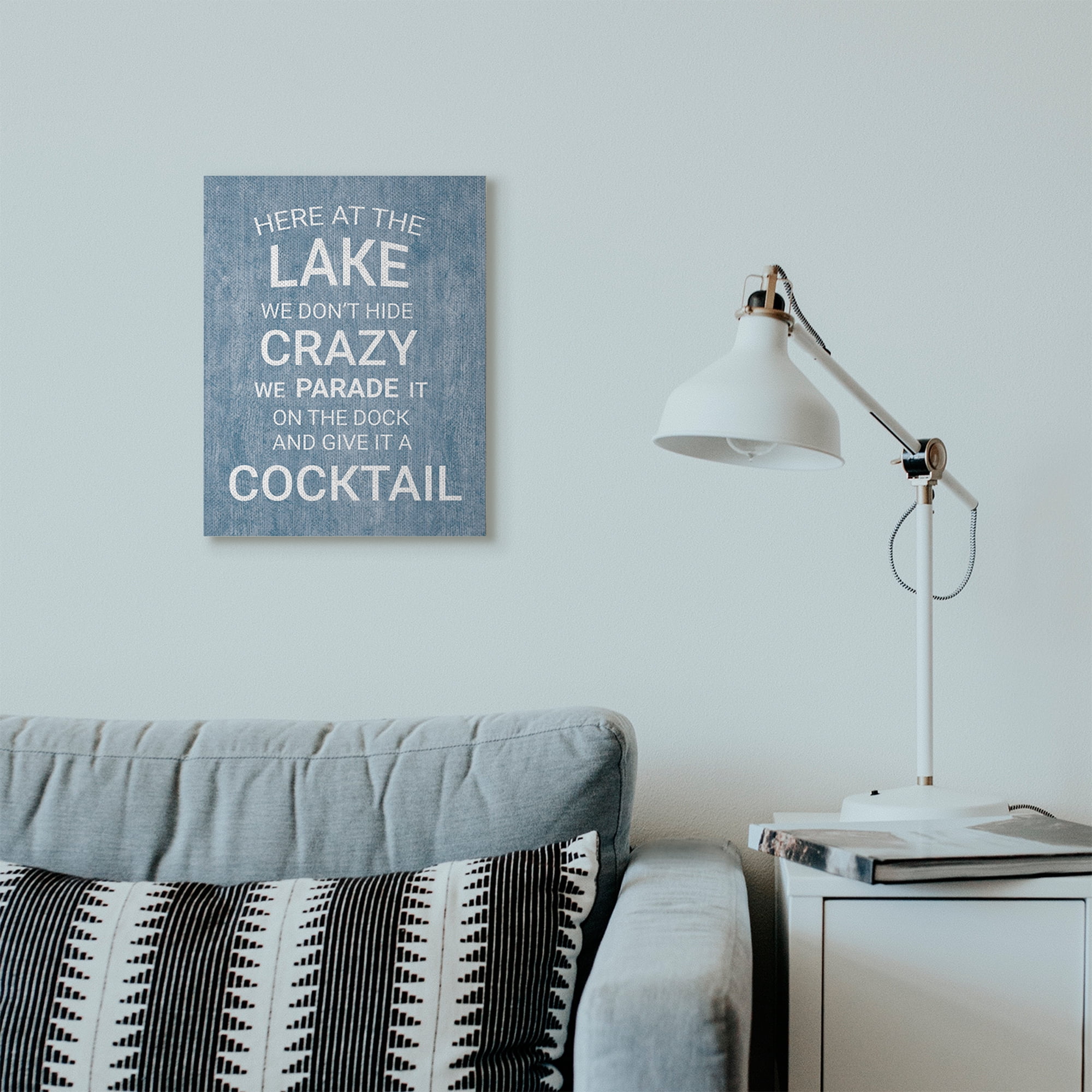 Stupell Industries Parade Crazy Funny Lake Party Blue Wood Texture Word Design Canvas Wall Art by Susan Ball