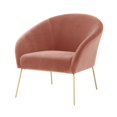 thumbnail image 3 of Nicole Miller Velvet Accent Chair Kamryn Barrel Style, Blush/Gold, 3 of 9