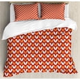 thumbnail image 1 of Abstract Duvet Cover Set King Size, Nordic Style Petals Pattern Classic Motifs Arrangement Ethnic Nature, 3 Piece Bedding Set with 2 Pillow Shams, Burnt Sienna Rust White, by Ambesonne, 1 of 3