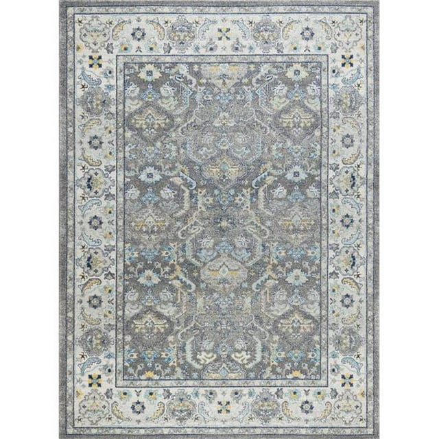 Pasargad RC-5587GW 5X8 5 ft. x 7 ft. 6 in. Chelsea Design Machine Made & Power Loom Rug, Grey & Ivory
