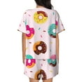 thumbnail image 3 of Kdxio Donut Print Pajamas Sets for Women Short-Sleeved Pjs with Lounge Shorts Two Piece Sleepwear S-4XL, 3 of 8