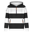 thumbnail image 5 of FRSASU Mens Color-Block Striped Printed Workwear Hooded Sweatshirt with Zipper Pocket Lightweight Pullover Black, 5 of 6