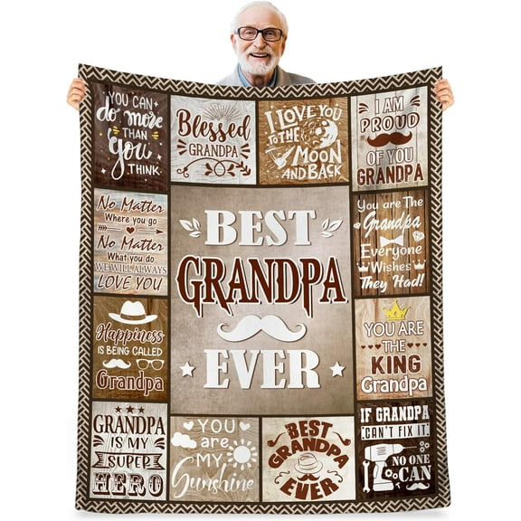 Grandpa Gift Blanket, Great Grandpa Birthday Gifts from Grandchildren, Best Father's Day Grandfather Gifts, Father's Day Presents for Grandpa Throw Blanket 50x60 Inch