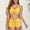 Yellow, variant on Hvot&aat Women Solid Color Swimsuit Tie Front Shorts Bikini Drawstring Bathing Suit Two Piece Summer Beachwear
