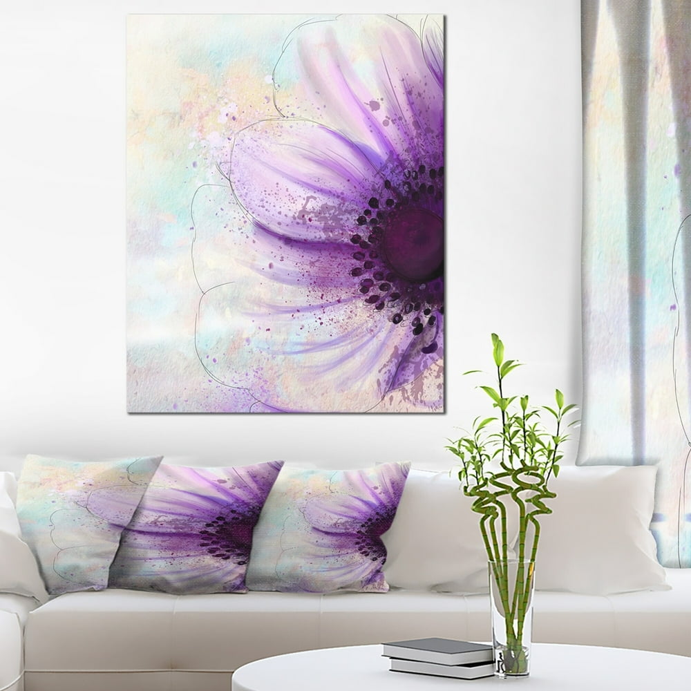 DESIGN ART Flower with Large Purple Petals' Flowers Canvas Wall Artwork