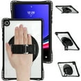 thumbnail image 2 of ELEHOLD Rugged Case For  Samsung Galaxy Tab A9+ 11Inch, Full Protection Transparent 360° Rotating Stand Cover, with Silicone Wrist Strap, Shoulder Strap,Black, 2 of 12