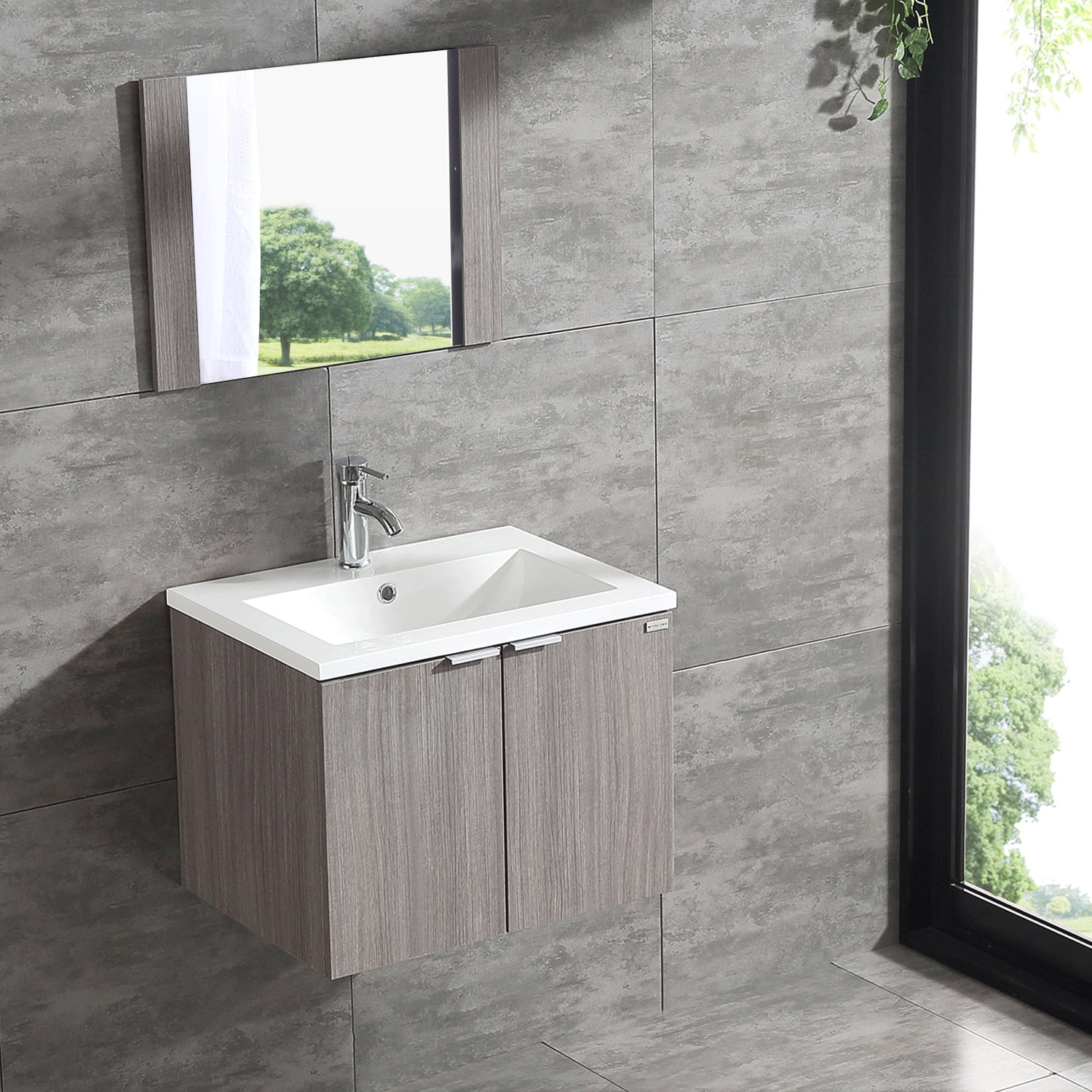 24 Inch Wall Mount Bathroom Vanity Single Wood Cabinet Undermount Sink Basin Faucet Com 24 Inch Wall Mount Bathroom Vanity, 24 Inch Wall Hung Bathroom Vanity Unit