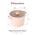 thumbnail image 2 of FIKA Kitchen Nonstick 4.9QT Deep Stock Pot with Glass Lid, Healthy Cooking Non Stick Casserole, Induction Compatible Cookware, Stew, Soup, Noodle, Pasta, Made in Korea (8.7" / 22cm), 2 of 8