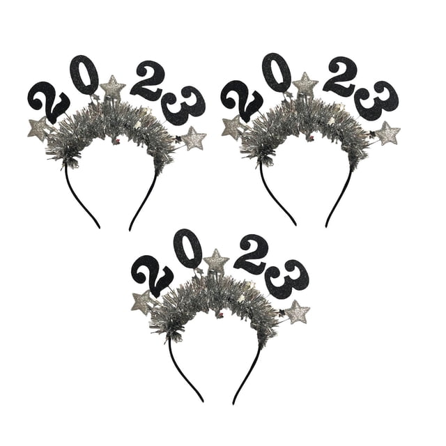 3x 2023 Diademas de año Nuevo Tiaras Aro para El Cabello Forma de Número Diademas Vestir Accesorio para El Cabello para La Víspera de año Nuevo
