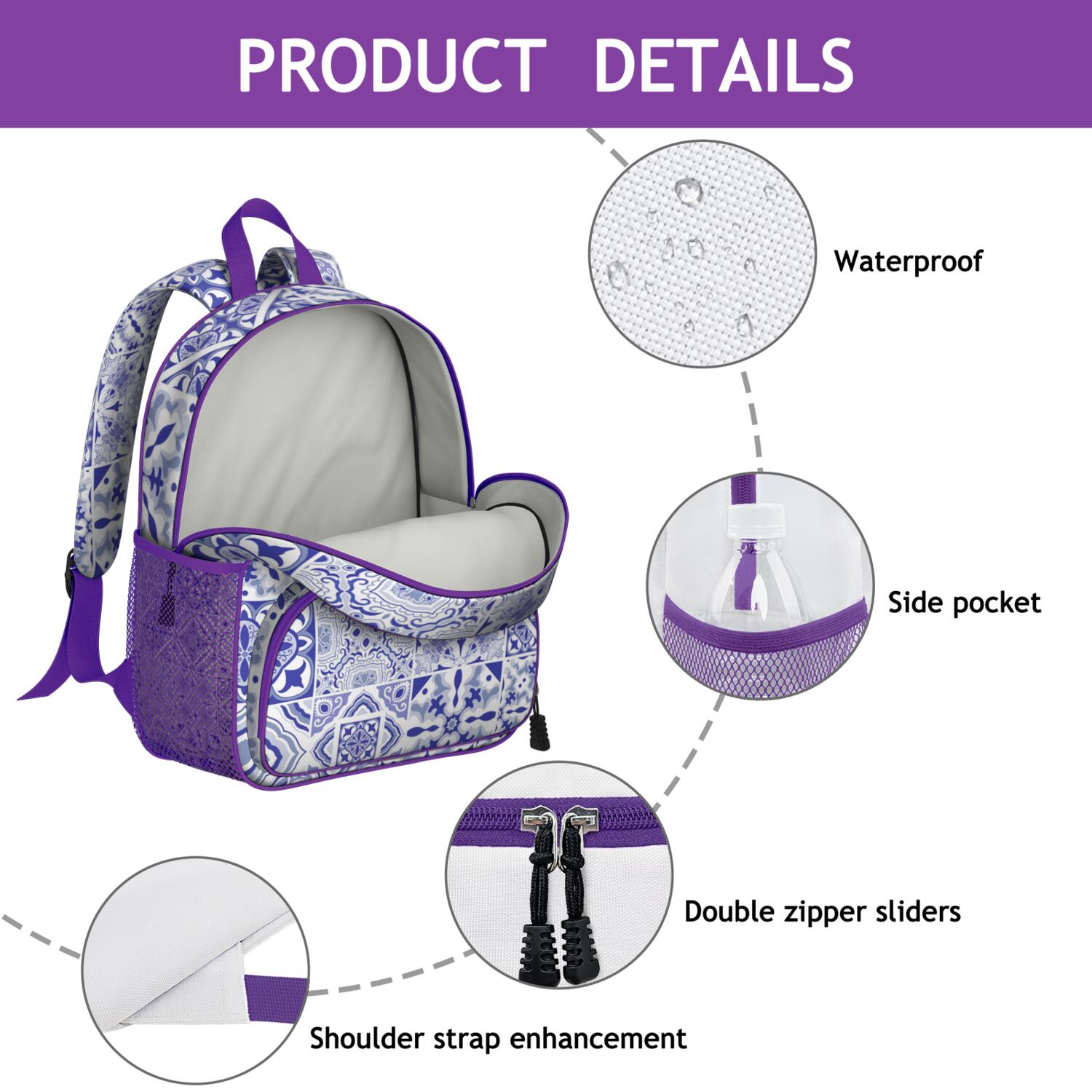 Geometric Butterfly Pattern Backpack - Ergonomic & Lightweight for Commuters