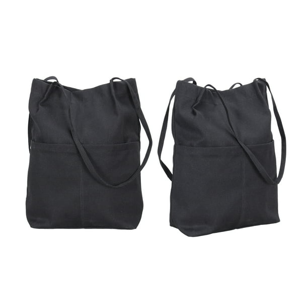 Black Handbag Casual Canvas Pouch Large Capacity Simple Shoulder Bag Woman Shopping Bag Portable Outdoor Tote Bag for Girls Lady